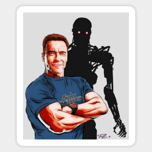 Arnold Schwarzenegger - An illustration by Paul Cemmick Sticker